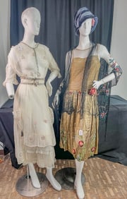 Beaded Gold Lame Evening Dress, Embroidered Mesh Lawn Dress c.1900-1920's, More!