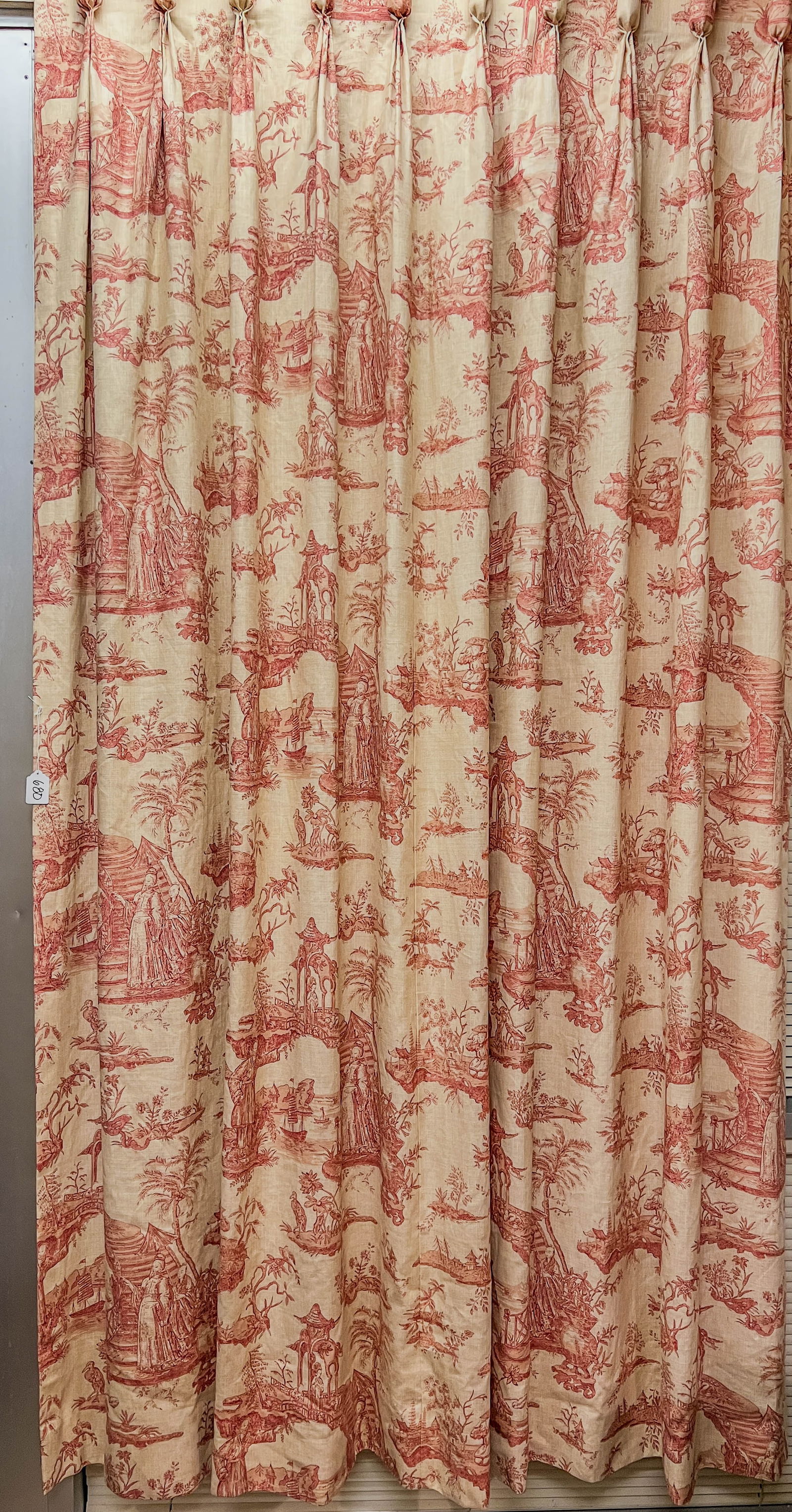 10 Panels of Linen Toile Chinoiserie Draperies of Very High Quality Fabric (1 of 8)