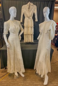 3 Victorian White Lace Lawn Dresses