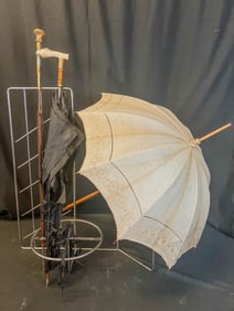 3 Victorian  Parasols with Ornate Handles