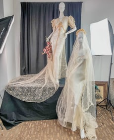 Bias Cut Floral Sheer Wedding Dress c.1930