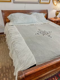 Victorian Battenberg Lace Full Sze Bedcover and Double Pillow Sham, 3 dresser covers