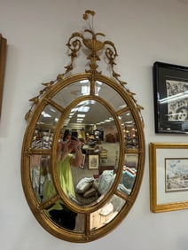Maitland Smith designer round beveled mirror in gold