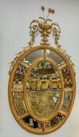 Maitland Smith designer round beveled mirror in gold