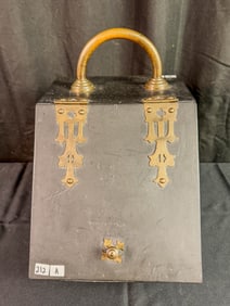 Fancy Victorian Tin and Brass Coal Scuttle