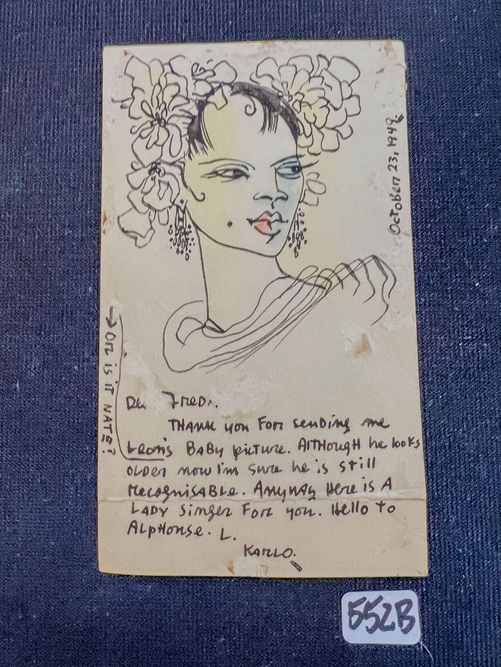 Karl Preibe Hand Drawn Postcard c.1949: This hand drawn postcard is by noted Wisconsin Artist Karl Preibe (1914-1976). internationally recognized, Preibe is a Fantasist and Surrealist and from Milwaukee known for his paintings of black Amer