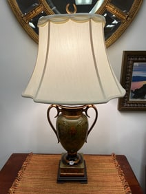 A pair of contemporary porcelain urn lamps