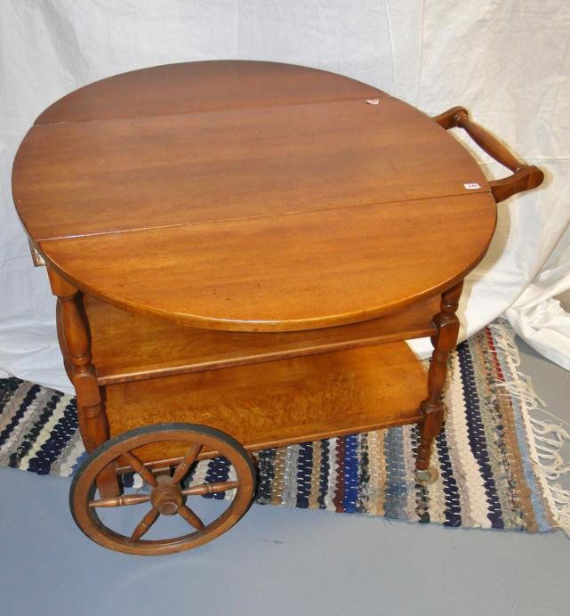Tea cart along with an early mahogany gothic side chair: Tea cart along with an early mahogany gothic side chair. (chair not pictured). E