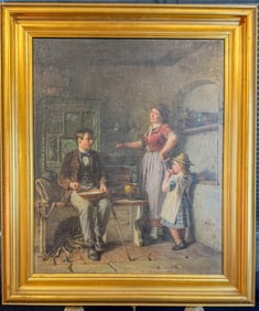 Friedrich Ortlieb (German) Oil on Canvas Depicting Interior Scene