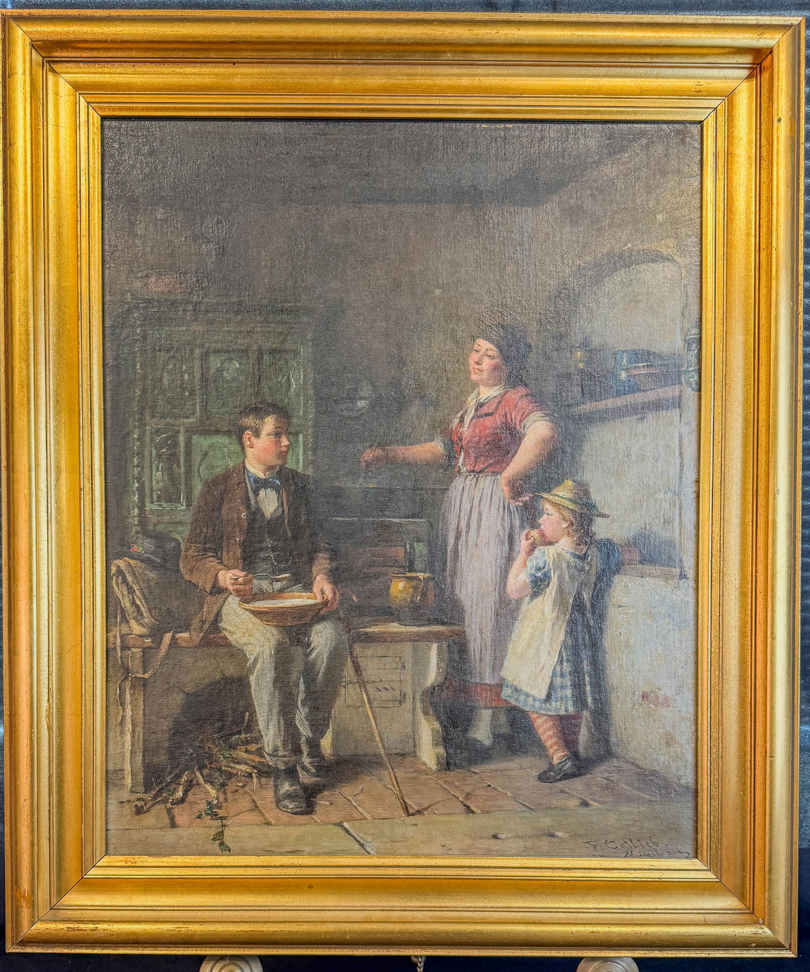 Friedrich Ortlieb (German) Oil on Canvas Depicting Interior Scene