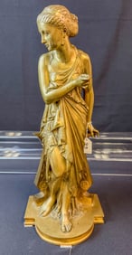 Auguste Joseph Peiffer Signed Gold over Bronze Sculpture "Vestal Virgin"