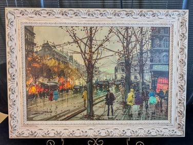 Ziani Oil on Canvas Depicting Parisian Street Scene