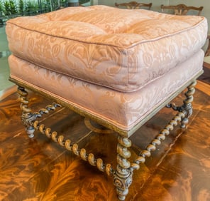 Silk Upholstery English Barley Twist Stool