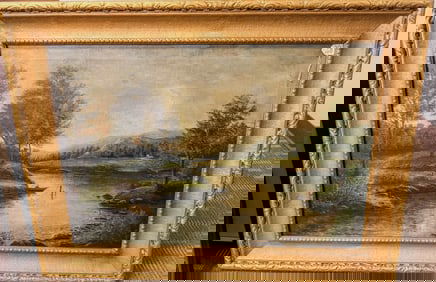 J.A Jensen Oil on Canvas of River Scene