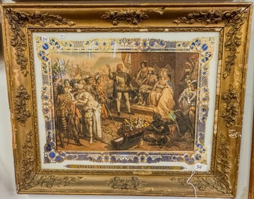 1830's French Hand Colored Steel Engraving by Nicholas Eustache Maurin with Queen Issabella and
