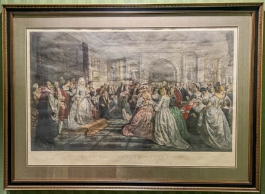 Daniel F. Huntington Hand Colored Engraving  of Lady Washington's Reception.