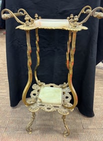 Victorian Fancy Onyx and Brass Plant  Stand