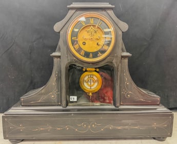 Early Ansonia Solid Marble and Glass Mantle Clock of Important Size