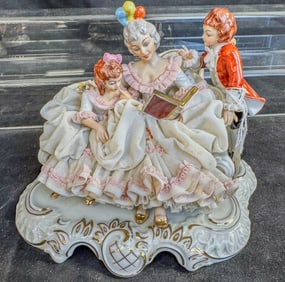 Dresden Figurine-Woman Reading to Children