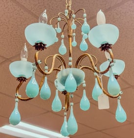 High Quality Murano Blue Opaline Glass Chandelier