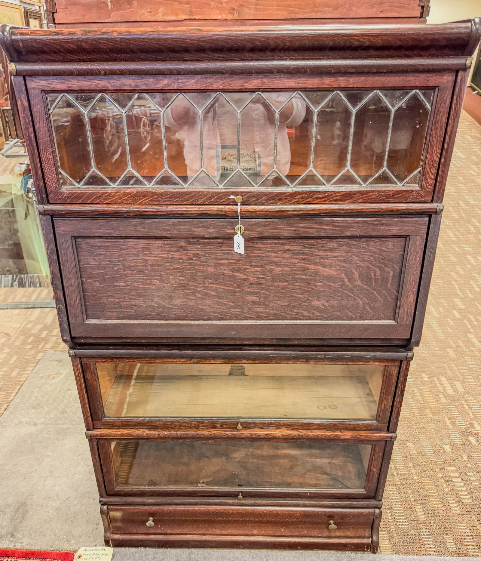 Globe Wernicke Stacking Book Case with Secretary Desk and Leaded Glass (1 of 4)