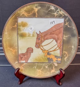 Nippon Plate Depicting Horse and Dogs c1900's
