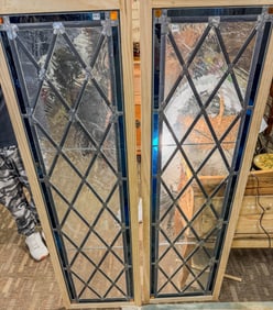 Pair of Tudor Leaded Glass Windows