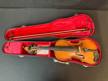 An Unsigned Violin c.1900, Bow Case, More!