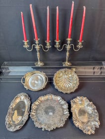Silverplate 5 Bowls and Two Candlesticks
