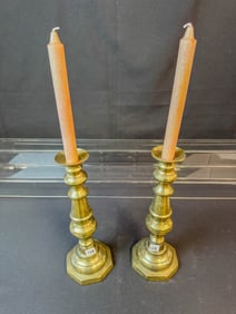 Pair of Brass 18th Century Candlesticks