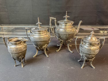 4 Piece Victorian Silverplate Tea Set