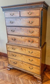 18th Century Chinese Chippendale Mahogany Chest on Chest