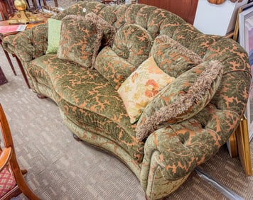 Custom Taylor King Rolled Arm & Button-Tufted Sofa