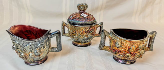 Northwood Carnival Glass c. 1910 Breakfast Set
