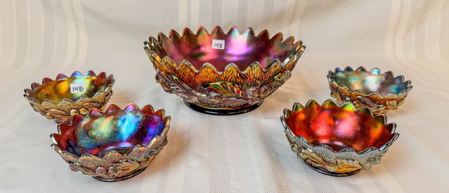 Northwood Carnival Glass c. 1910 Berry Bowl Set