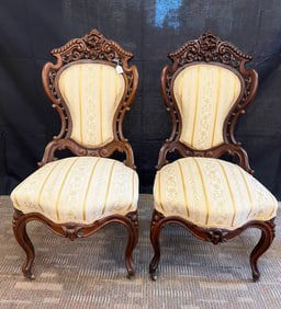 Pair of Meeks "Stanton Hall" Rosewood Side Chairs c. 1850s