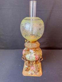 Royal Bonn Handpainted Banquet Lamp c. 1880s