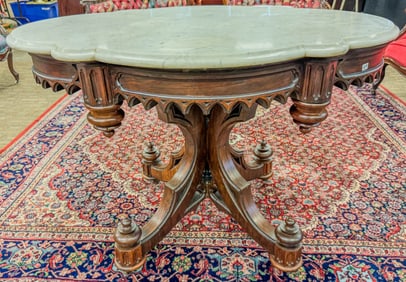 Gothic Rosewood Parlor Center Table of Important Size c. 1850s