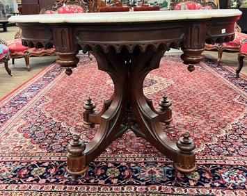 Gothic Rosewood Parlor Center Table of Important Size c. 1850s