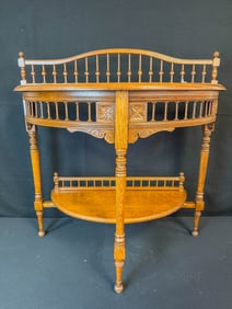 Victorian Demilune Spindled Half Table