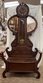 Unusual Victorian Clock Hall Tree