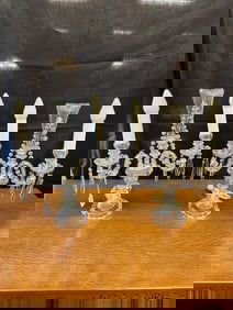 A Pair of Crystal 2-Arm Candlestick Lamps