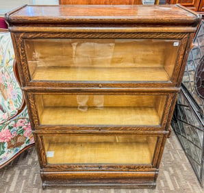 3 Section Tiger Oak Stacking Bookcase