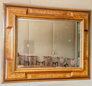 Large English or Italian Mahogany Inlaid Frame Mirror Dating to the late 1690s, early 1700s