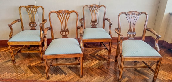 Set of 4 Queen Anne Style Arm Chairs