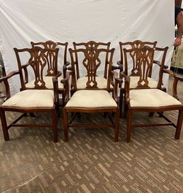 Set of 6 Hand Carved Chippendale Chairs