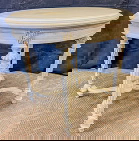Baker French Round Side Table with Marbleized Insert