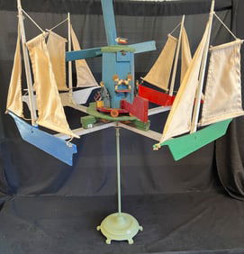 Folk Art Maribil Whirligig of Sail Boats