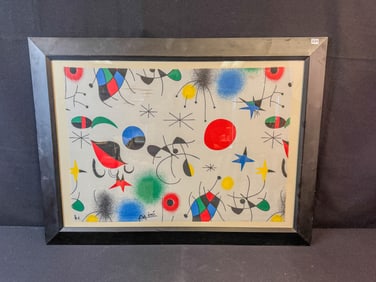 Joan Miro Silkscreen on Fabric, Artist Proof, Hand Signed c.1950/60's