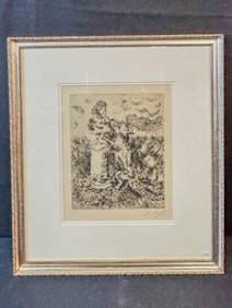 Marc Chagall "The Fox and the Bust" Drypoint Etching c. 1927